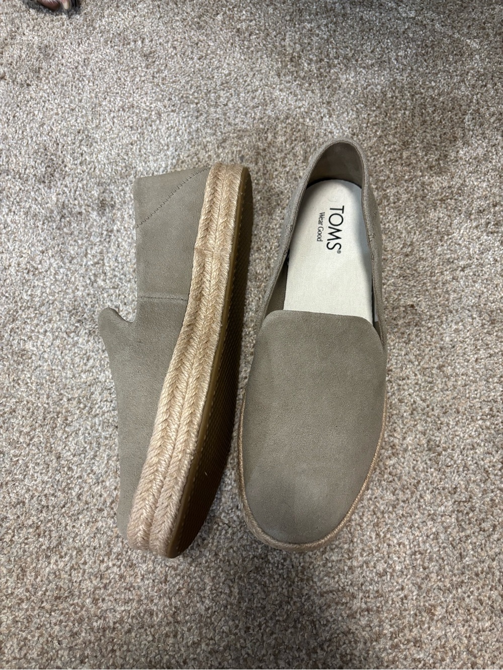 TOMS Taupe Suede Espadrille Slip-Ons
